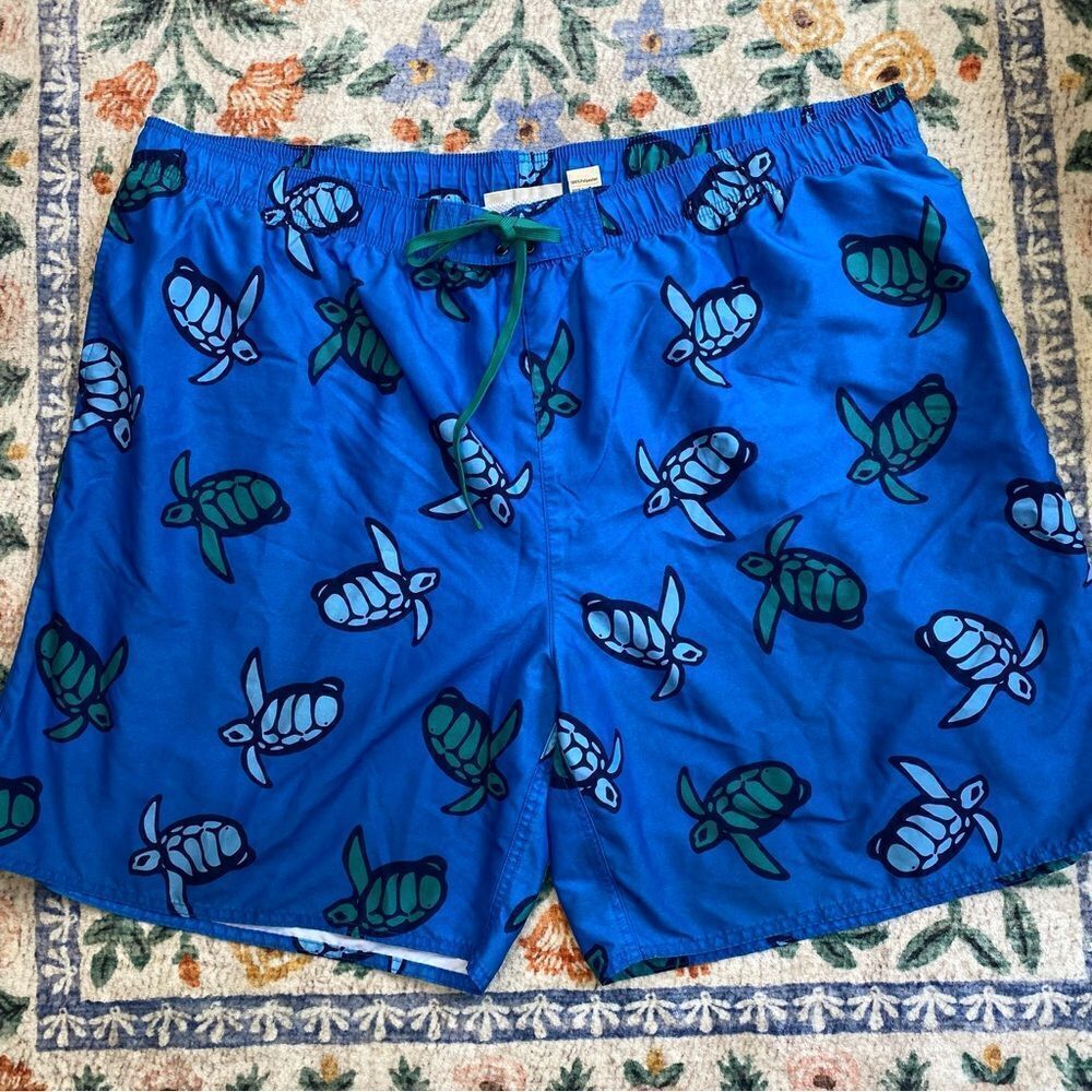 Island Passport Turtle Print Swim Trunks Size 4XL